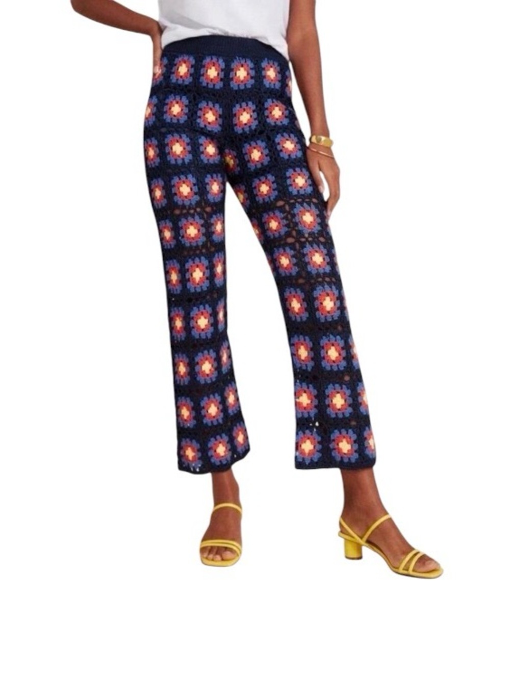 SCOTCH & SODA WIDE-LEG CROCHET FLORAL PATTERN PANTS SIZE L